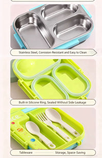 Space Adventure Stainless Steel Kids Lunch Box with Compartments | Leak-Resistant Bento Lunch Box for School